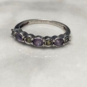 Amethyst‎ & peridot sterling silver ring